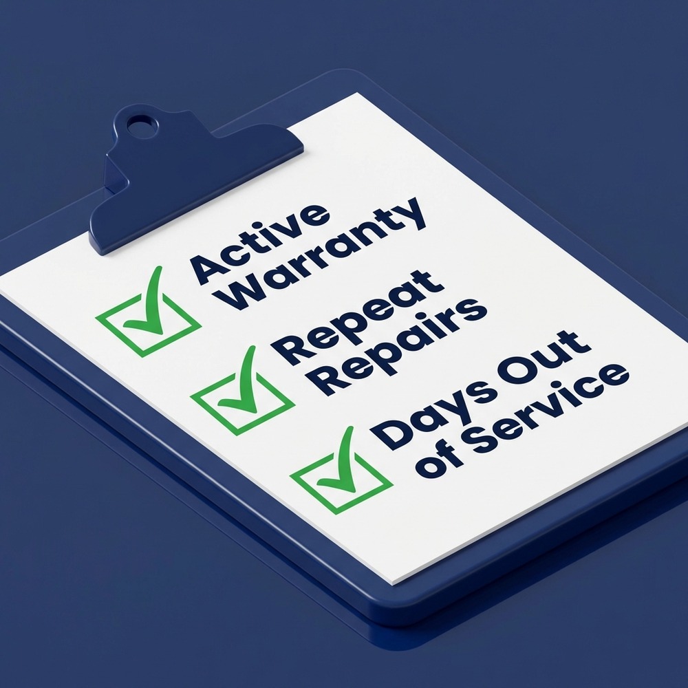 Checklist showing requirements for lemon law including Warranty Active, Repair Attempts, and Safety Issues